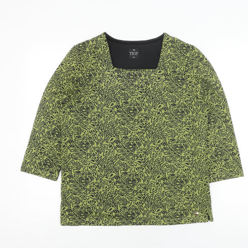 TIGI Women's Green Animal Print Jumper