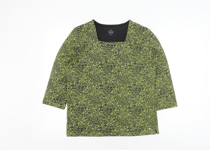 TIGI Women's Green Animal Print Jumper