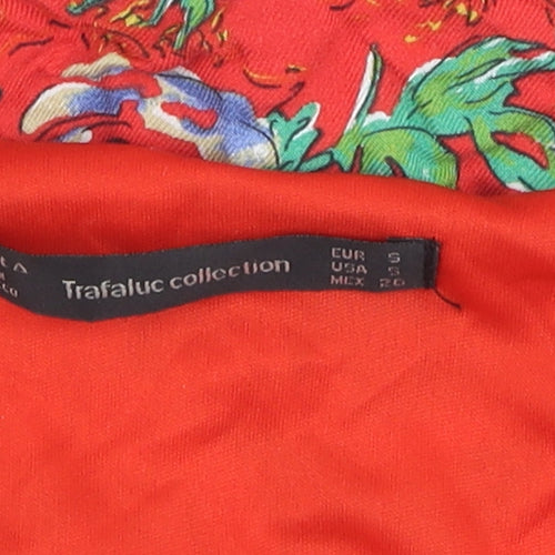 Trafaluc Red Floral Short Wrap Dress Size 8