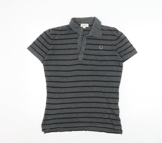 Diesel Men's Grey Striped Polo Shirt S Casual