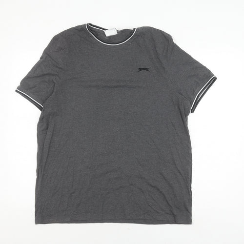 Slazenger Men's Grey Crew Neck Logo T-Shirt, Size L
