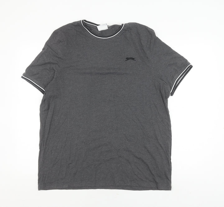 Slazenger Men's Grey Crew Neck Logo T-Shirt, Size L