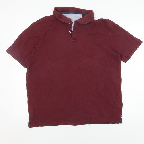 Marks and Spencer Men's Red Polo Shirt L