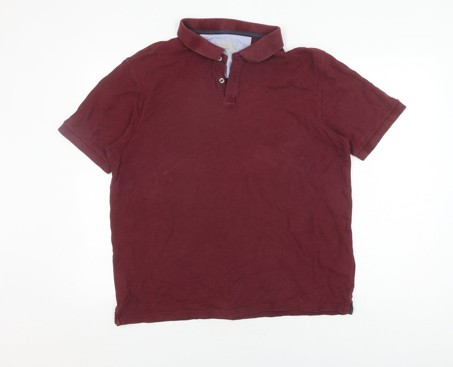 Marks and Spencer Men's Red Polo Shirt L