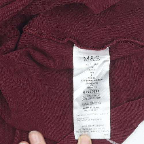 Marks and Spencer Men's Red Polo Shirt L
