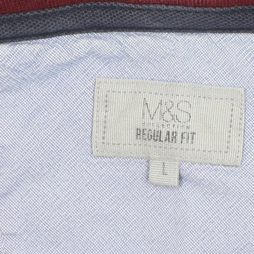 Marks and Spencer Men's Red Polo Shirt L