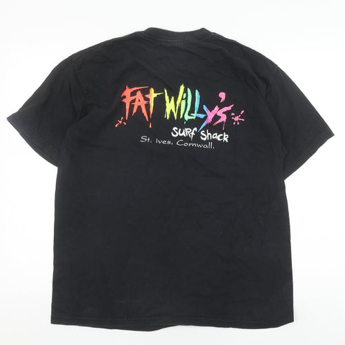 Gildan Men's Black Crew Neck T-Shirt, Size L, Beach Theme