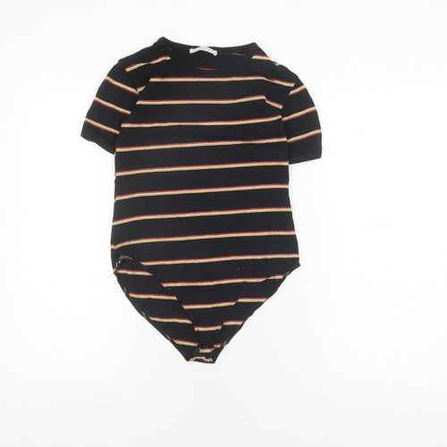 Zara Women's Black Striped Basic T-Shirt, Size S
