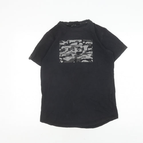 Rascal Mens Black T-Shirt XL Camouflage Print