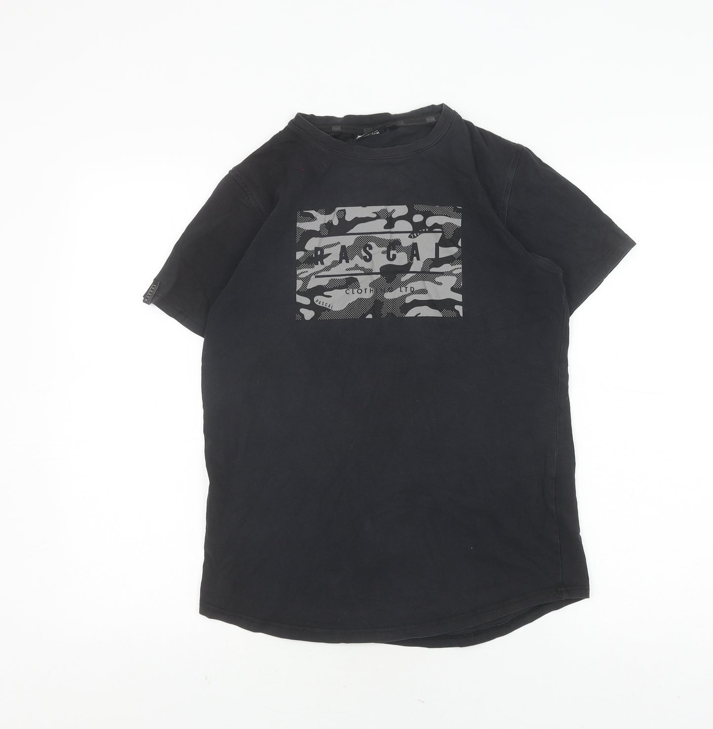 Rascal Mens Black T-Shirt XL Camouflage Print