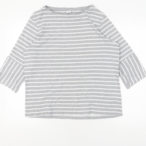 Cotton Traders Women's Grey Striped Pullover Jumper Size 16