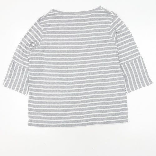 Cotton Traders Women's Grey Striped Pullover Jumper Size 16