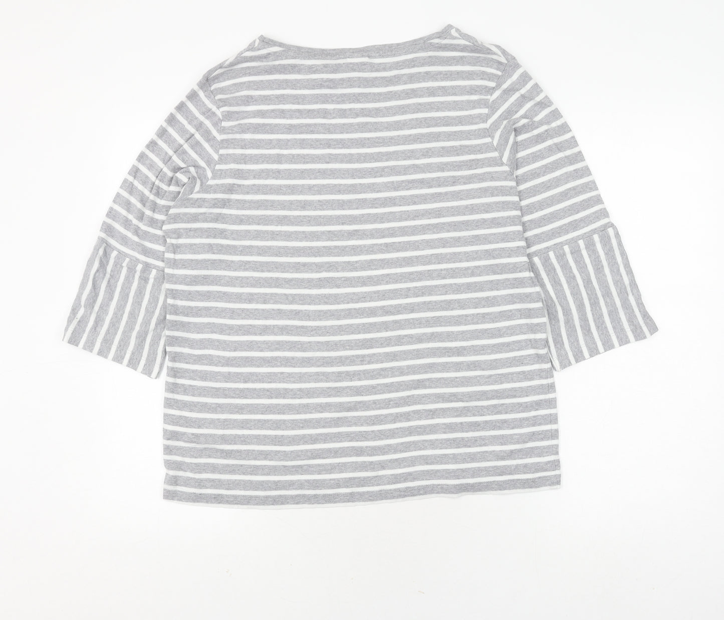 Cotton Traders Women's Grey Striped Pullover Jumper Size 16