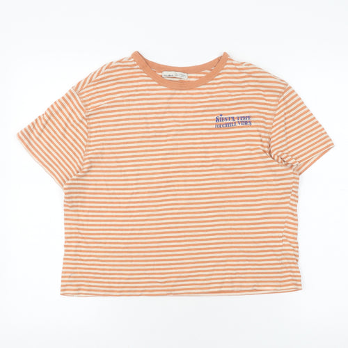 Pull & Bear Orange Cropped T-Shirt Unisex M