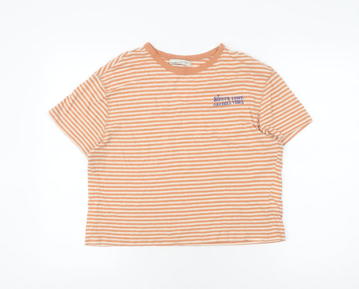 Pull & Bear Orange Cropped T-Shirt Unisex M