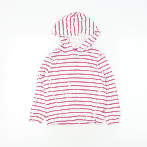Joules Girls Pink Stripe Hoodie, Age 6, Long Sleeve Pullover