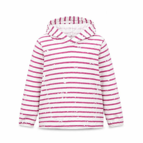 Joules Girls Pink Stripe Hoodie, Age 6, Long Sleeve Pullover
