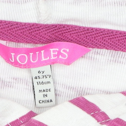 Joules Girls Pink Stripe Hoodie, Age 6, Long Sleeve Pullover
