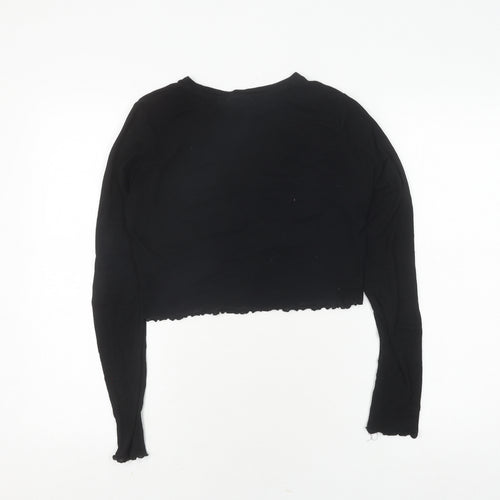 Weekday Women's Black Cropped Dragon T-Shirt, Size 12