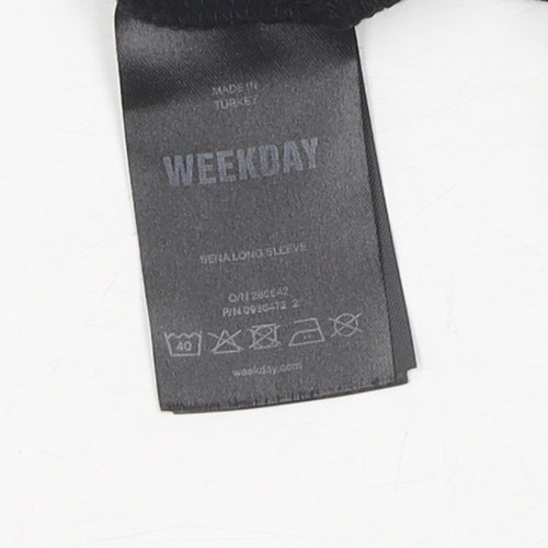 Weekday Women's Black Cropped Dragon T-Shirt, Size 12