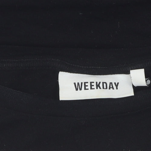 Weekday Women's Black Cropped Dragon T-Shirt, Size 12