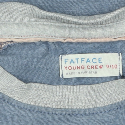 FatFace Unisex Kids Blue Colourblock Ringer T-Shirt 9-10 Years
