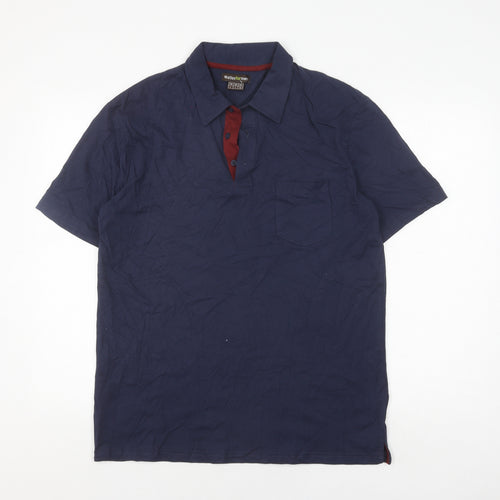 Atlas For Men Blue Polo Shirt Men L Casual Cotton