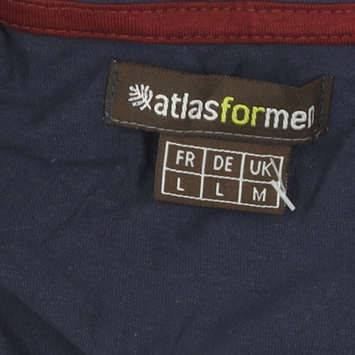 Atlas For Men Blue Polo Shirt Men L Casual Cotton