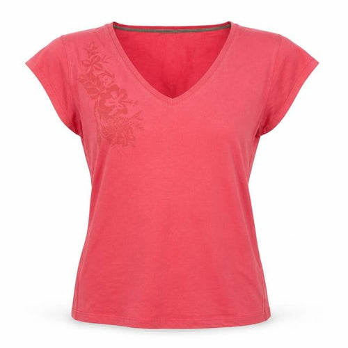 ALS Women's Red V-Neck Cotton T-Shirt Size 14
