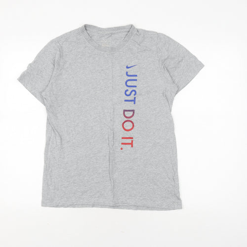 Nike Men's Grey XL Cotton Logo T-Shirt
