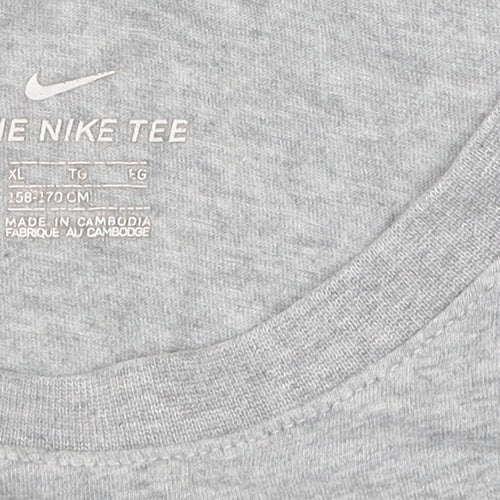 Nike Men's Grey XL Cotton Logo T-Shirt