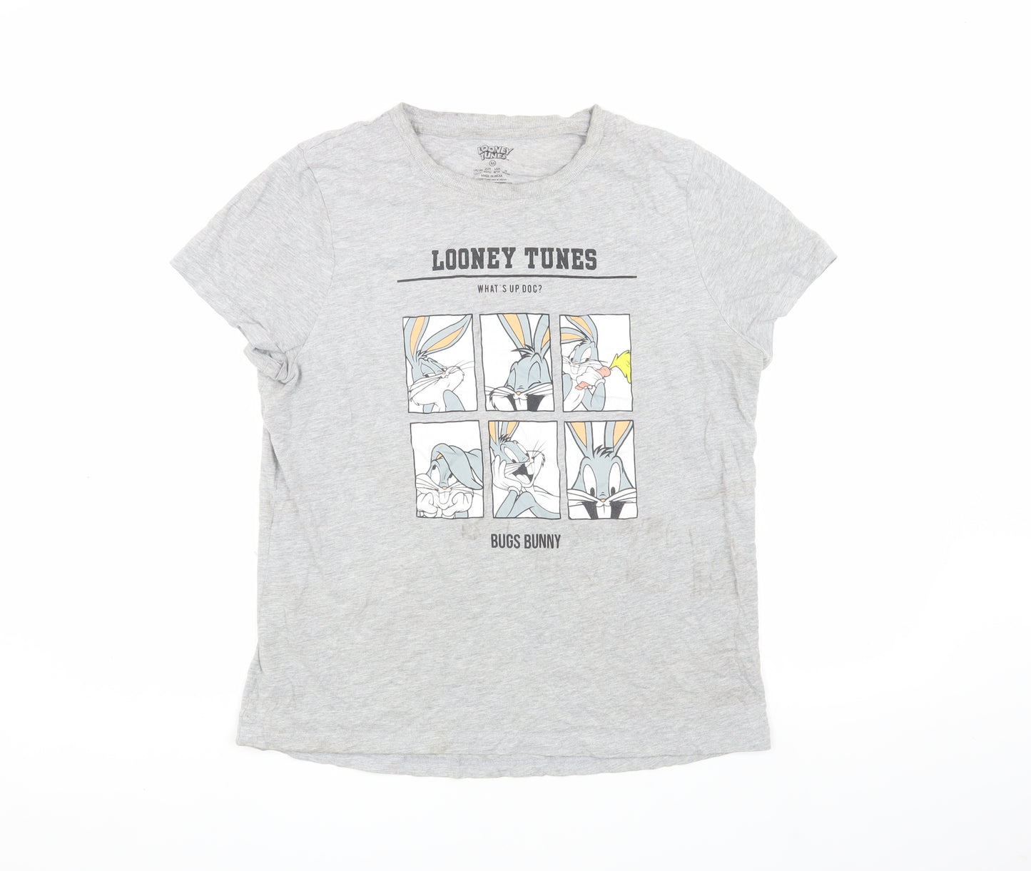 Looney Tunes Grey M T-Shirt with Bugs Bunny Graphic