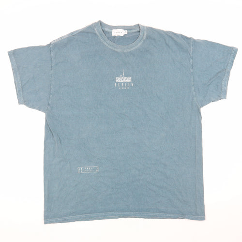Topman Men's Blue Medium Cotton Crew Neck T-Shirt