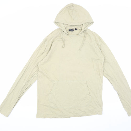 Brave Soul Men's Beige Hooded T-Shirt Size M