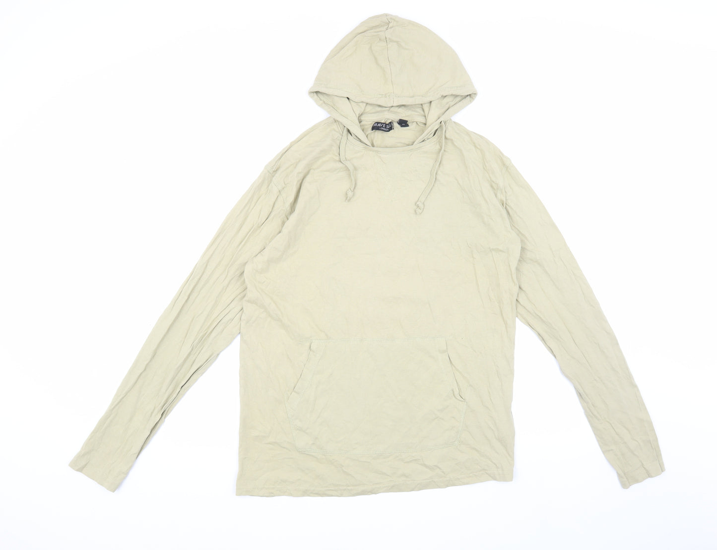 Brave Soul Men's Beige Hooded T-Shirt Size M