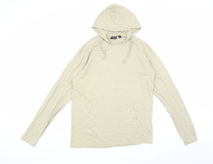 Brave Soul Men's Beige Hooded T-Shirt Size M