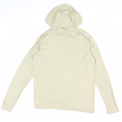 Brave Soul Men's Beige Hooded T-Shirt Size M