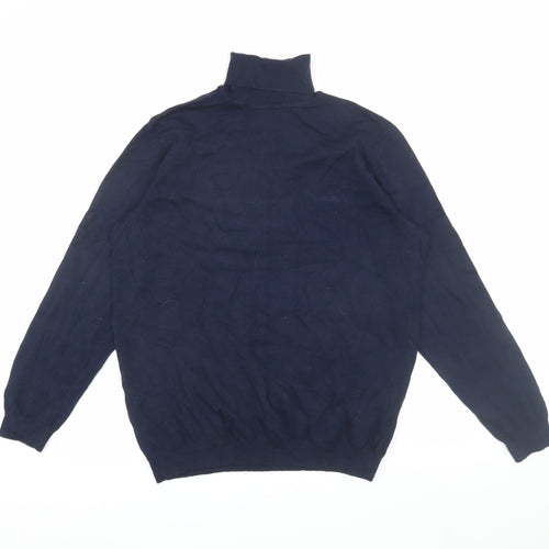 Pull&Bear Men's Blue High Neck Pullover Jumper Size 12