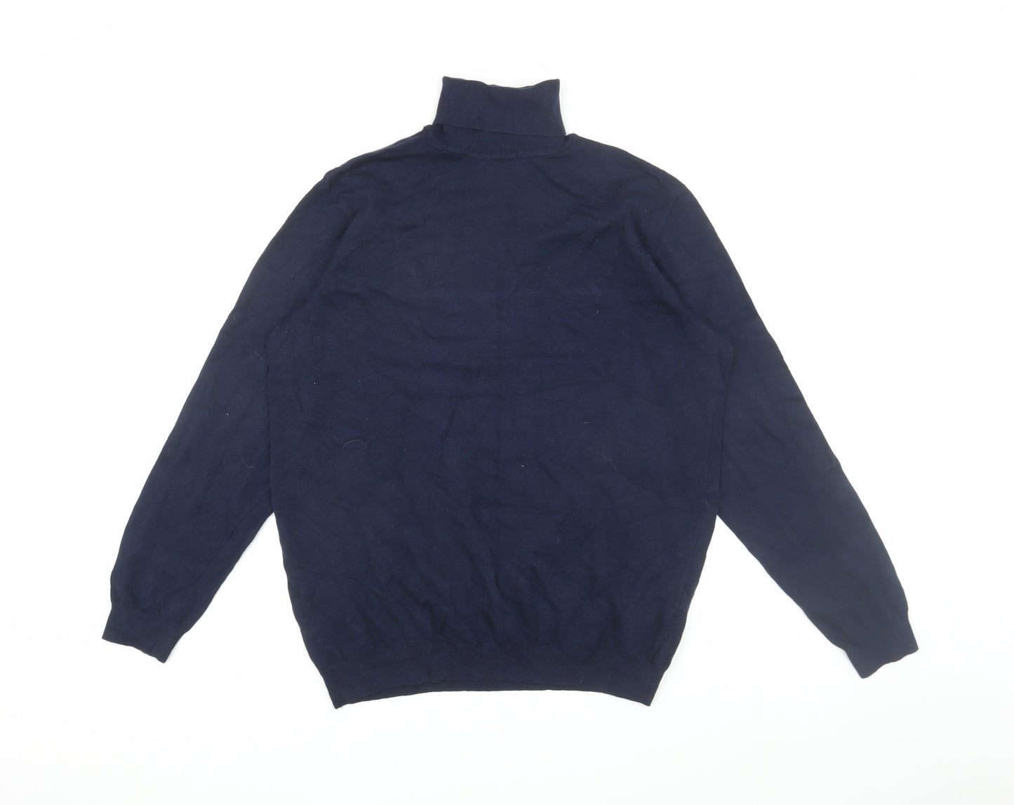 Pull&Bear Men's Blue High Neck Pullover Jumper Size 12
