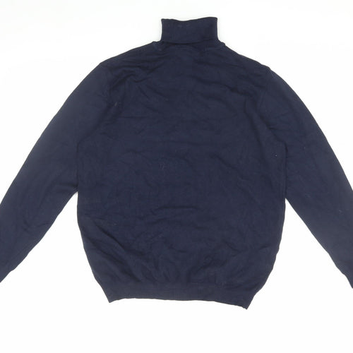 Pull&Bear Men's Blue High Neck Pullover Jumper Size 12