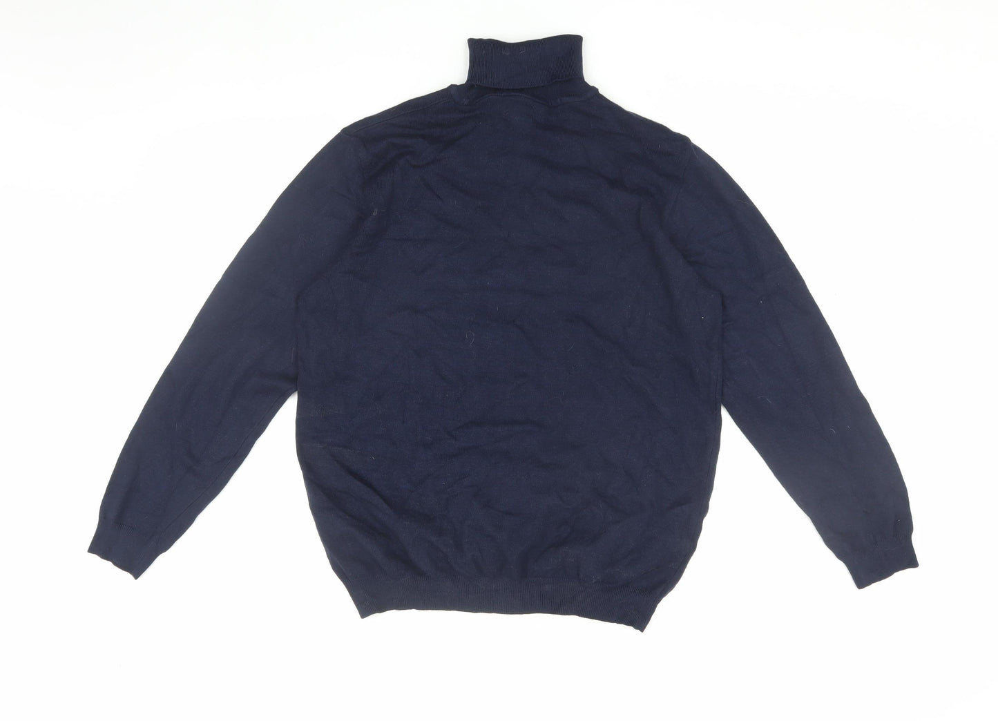 Pull&Bear Men's Blue High Neck Pullover Jumper Size 12