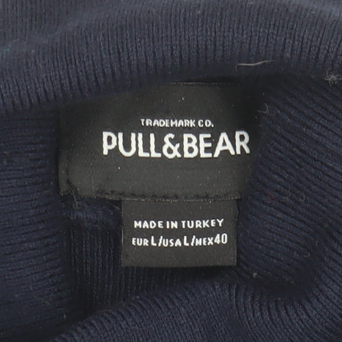 Pull&Bear Men's Blue High Neck Pullover Jumper Size 12