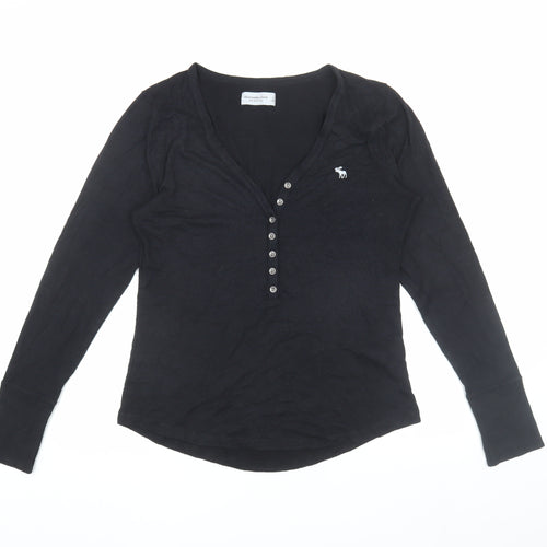 Abercrombie & Fitch Women's Black Knit Henley L