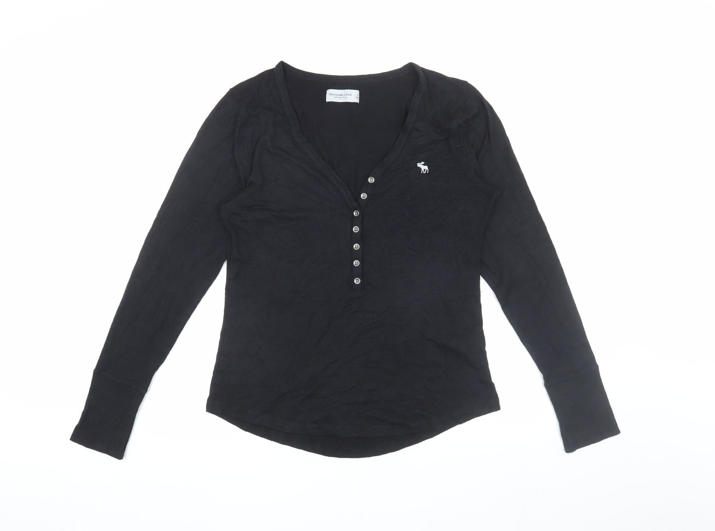Abercrombie & Fitch Women's Black Knit Henley L