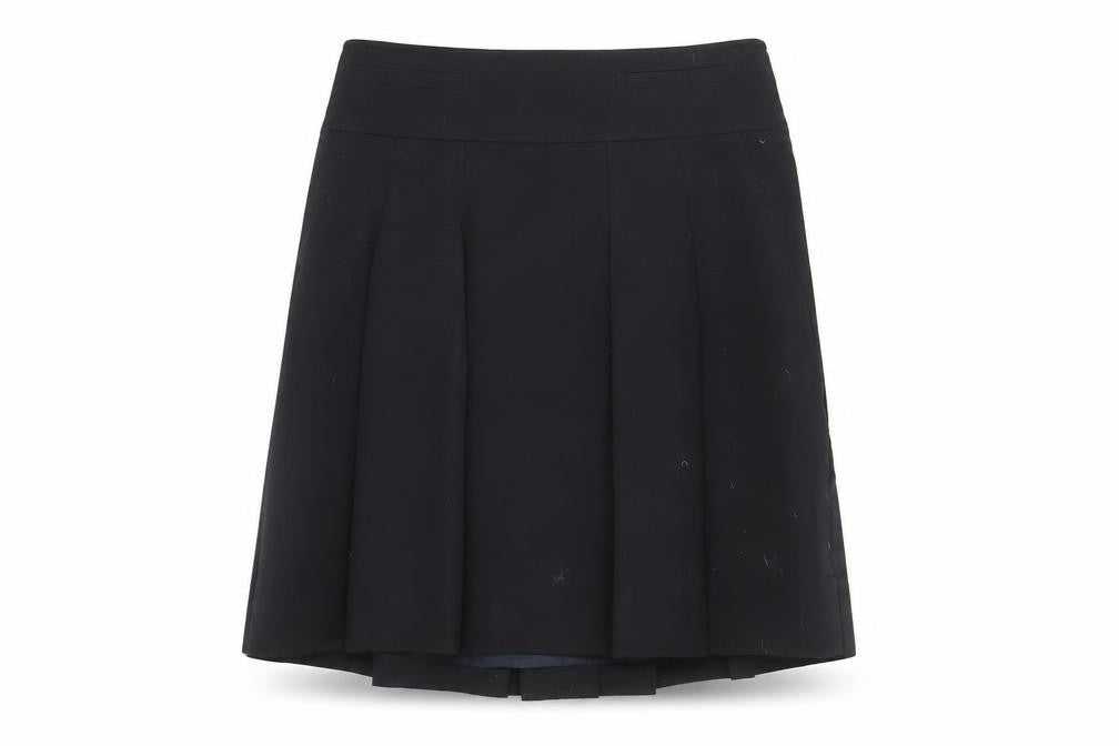 Front view of French Connection Women's Black Pleated Skirt, size 12