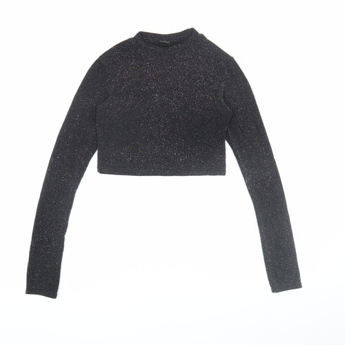 Urban Outfitters Black Cropped Glitter Blouse M