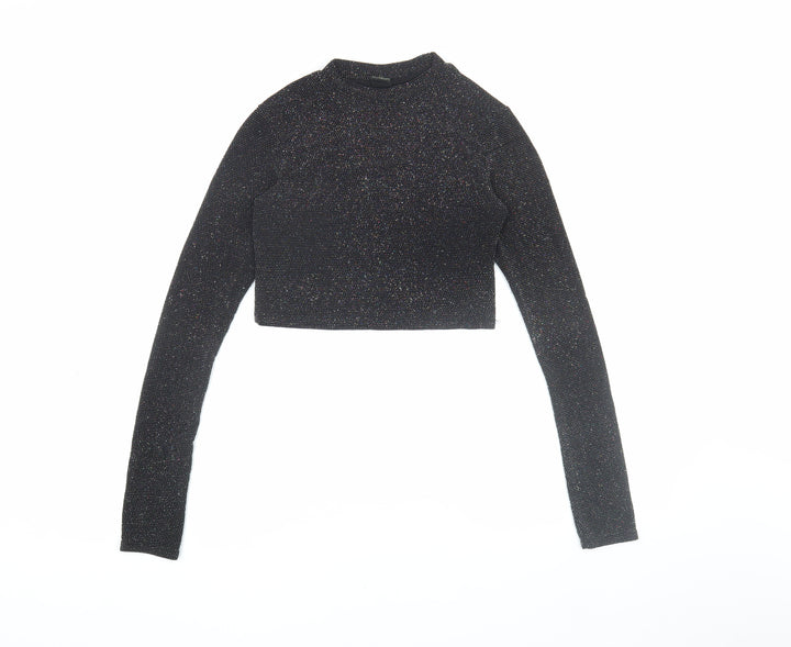 Urban Outfitters Black Cropped Glitter Blouse M