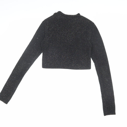 Urban Outfitters Black Cropped Glitter Blouse M