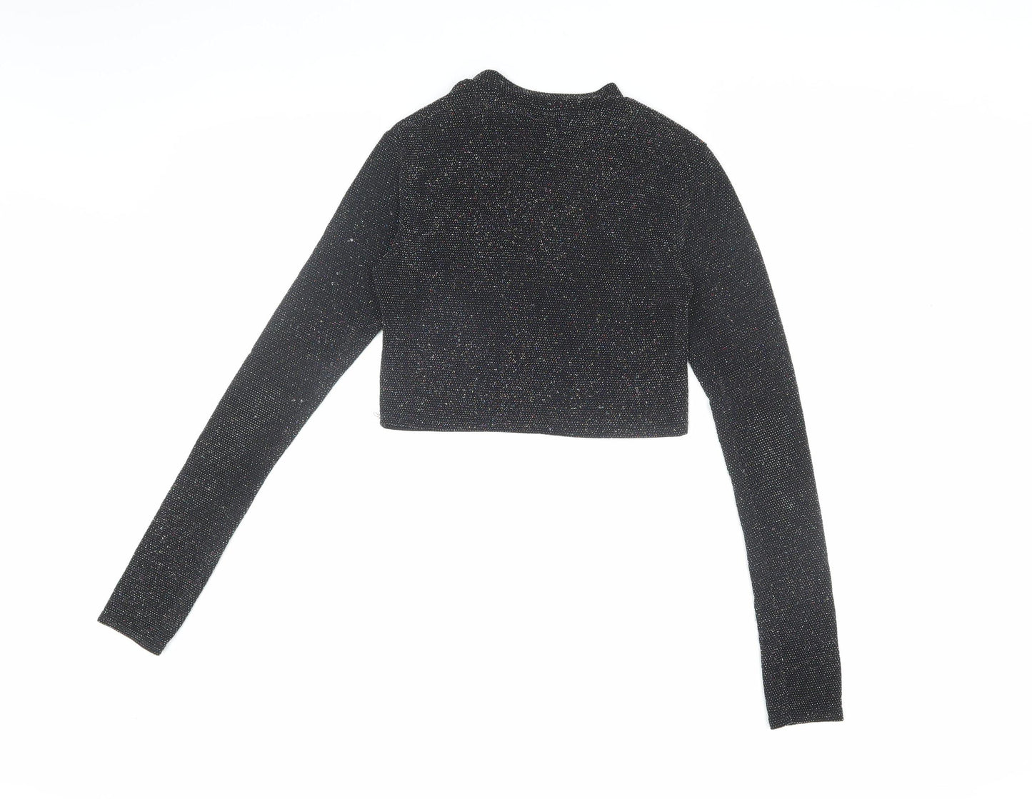 Urban Outfitters Black Cropped Glitter Blouse M