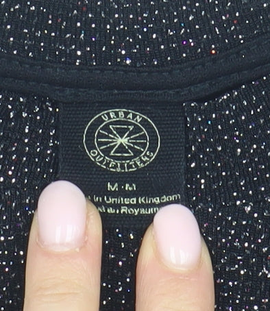 Urban Outfitters Black Cropped Glitter Blouse M